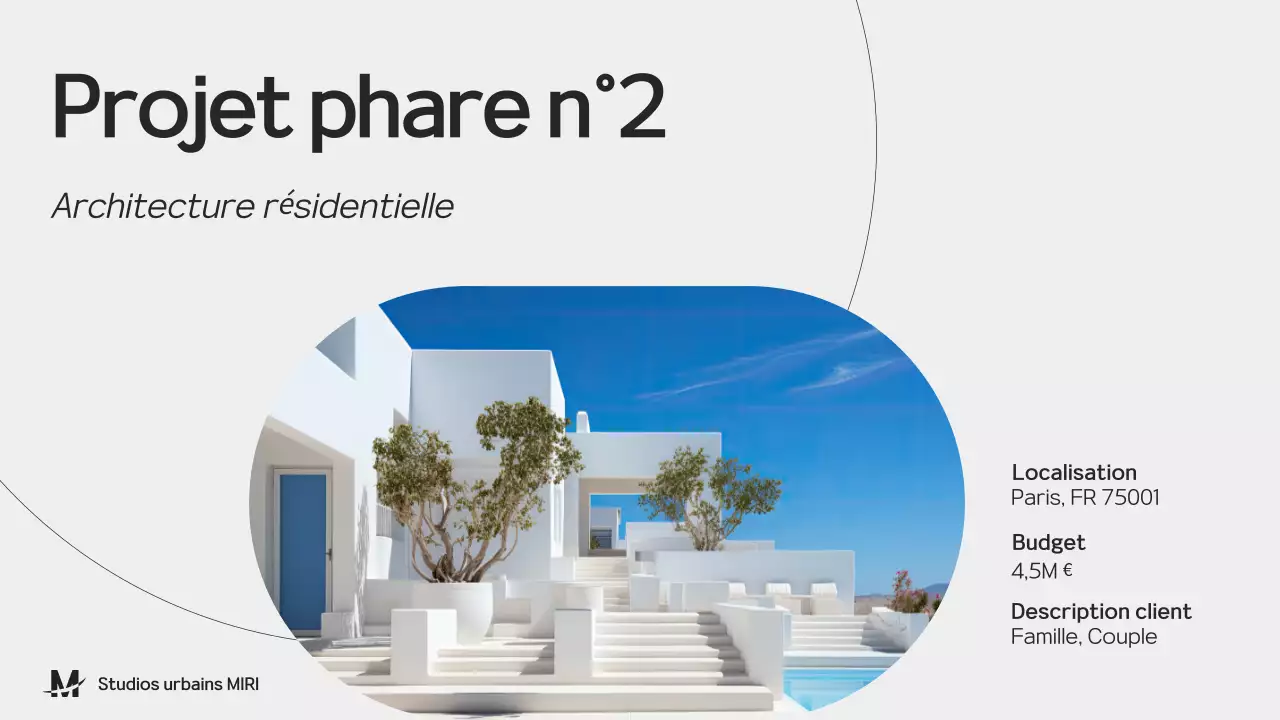 Présentation du portfolio de l'architecture noire et grise