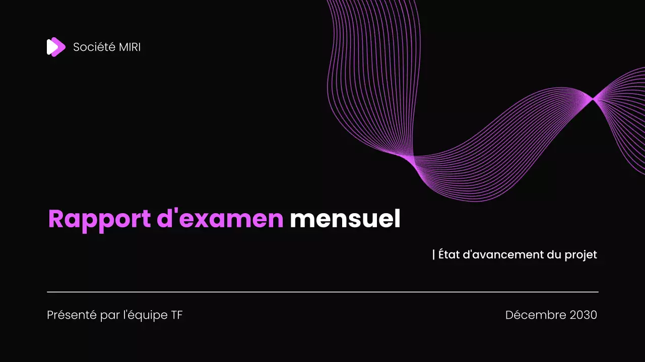 Modèle de présentation du rapport d'examen mensuel
