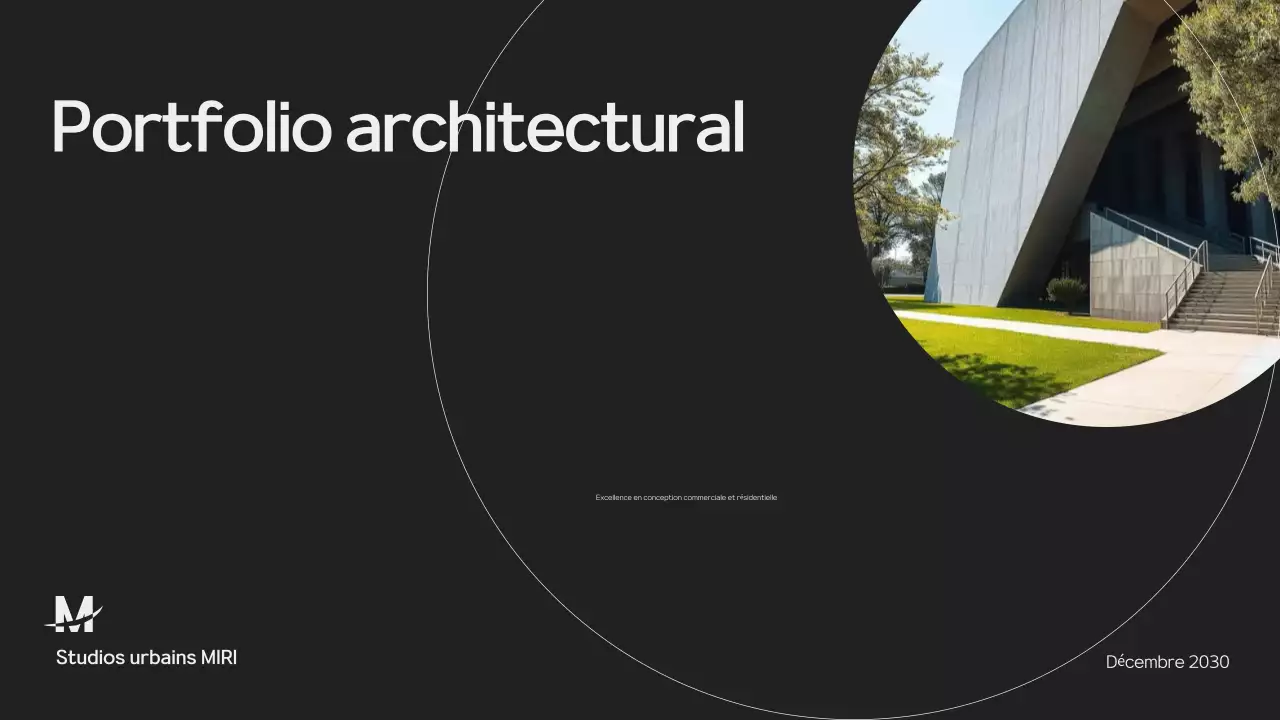 Présentation du portfolio de l'architecture noire et grise
