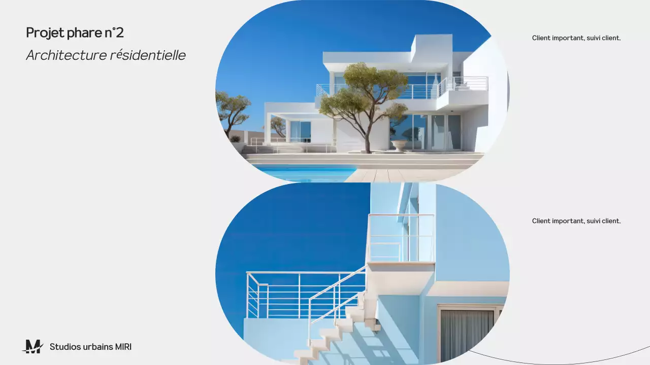 Présentation du portfolio de l'architecture noire et grise