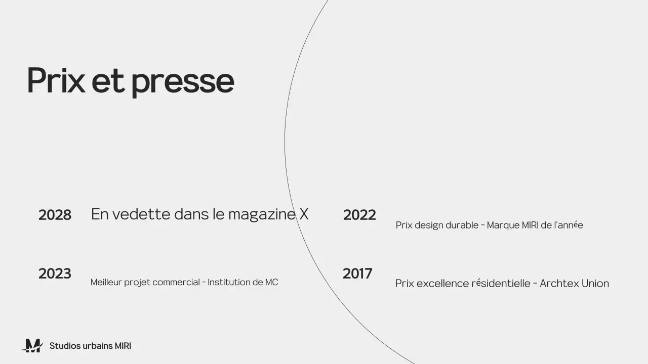 Présentation du portfolio de l'architecture noire et grise