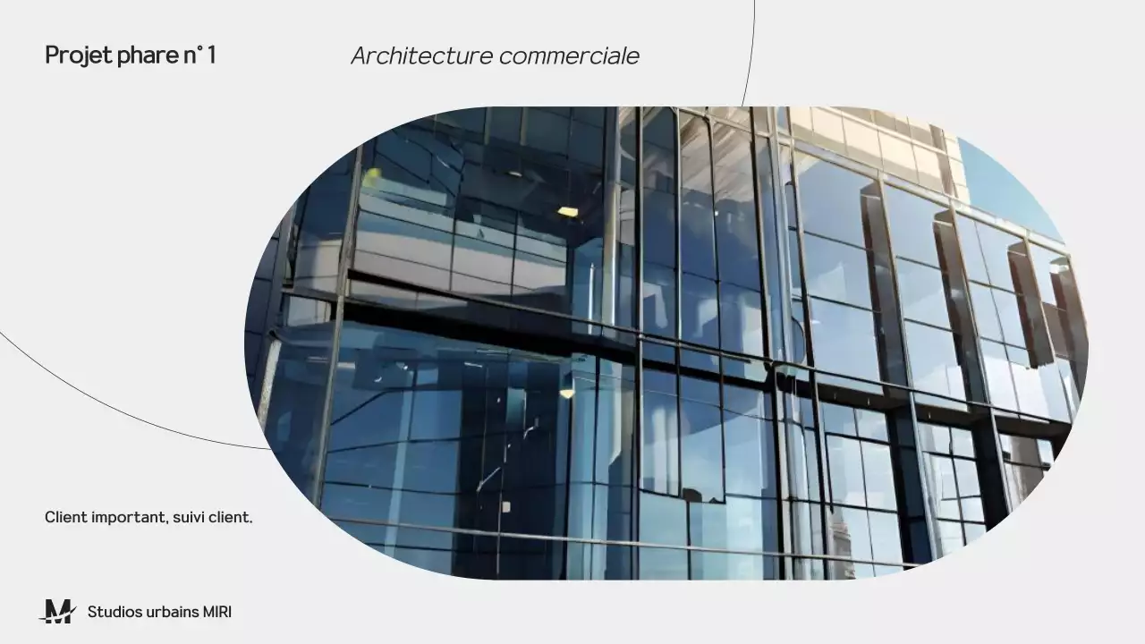 Présentation du portfolio de l'architecture noire et grise