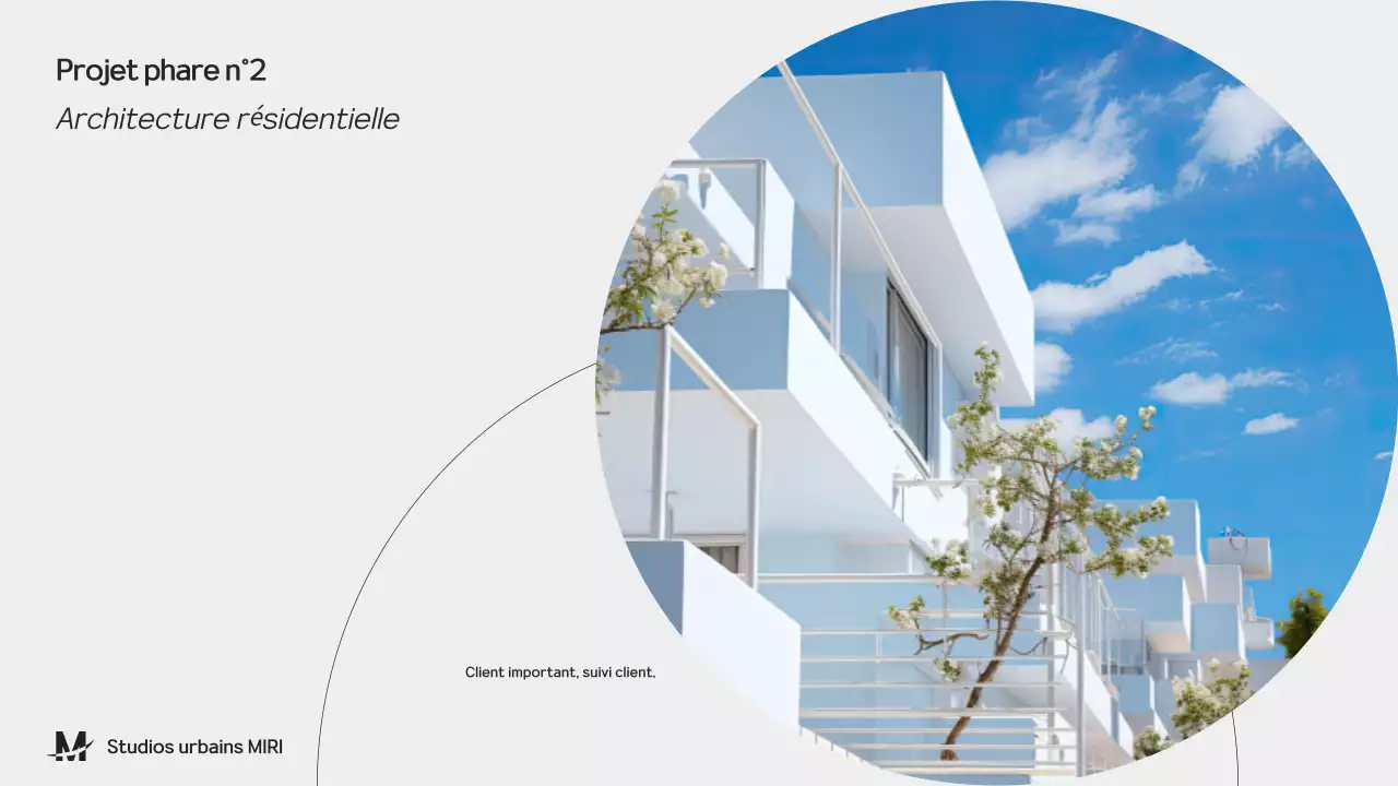 Présentation du portfolio de l'architecture noire et grise