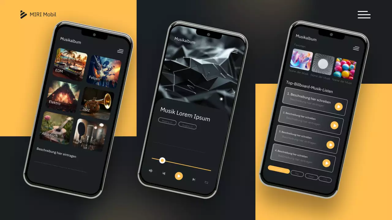 Gelbe moderne mobile Einführung