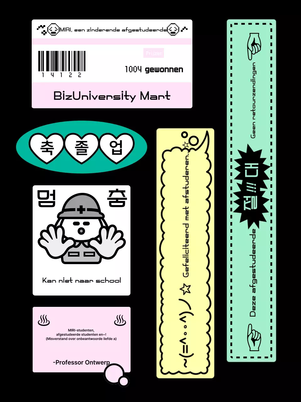 Minty Bottled Afstudeer Stickers