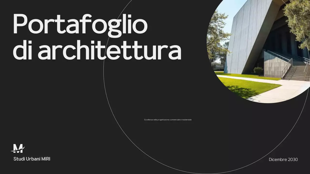 Presentazione del portafoglio di architettura in nero e grigio