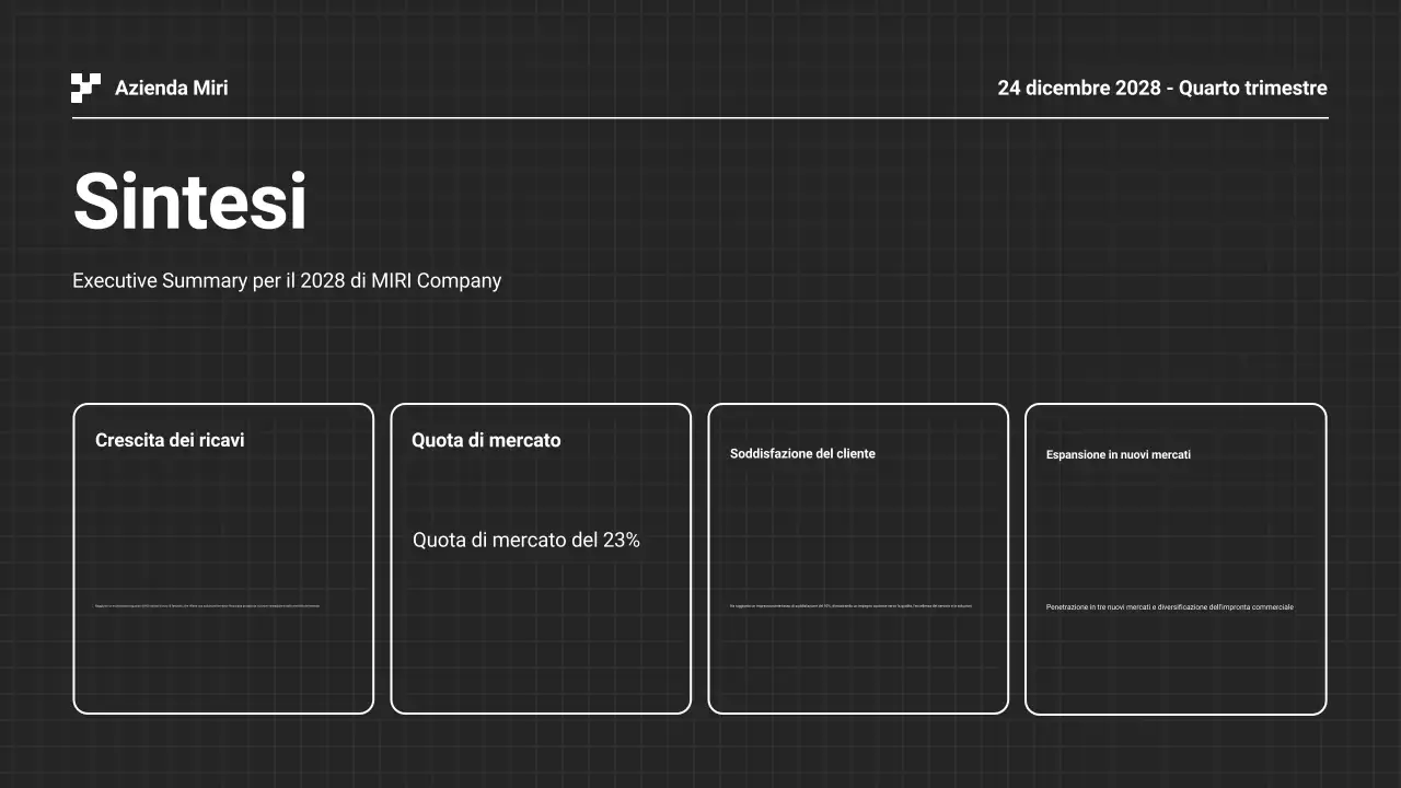 Presentazione della relazione aziendale annuale in bianco e nero