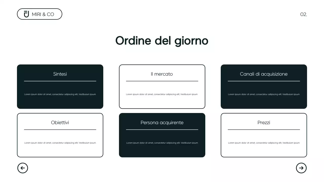 Piano aziendale moderno e minimalista