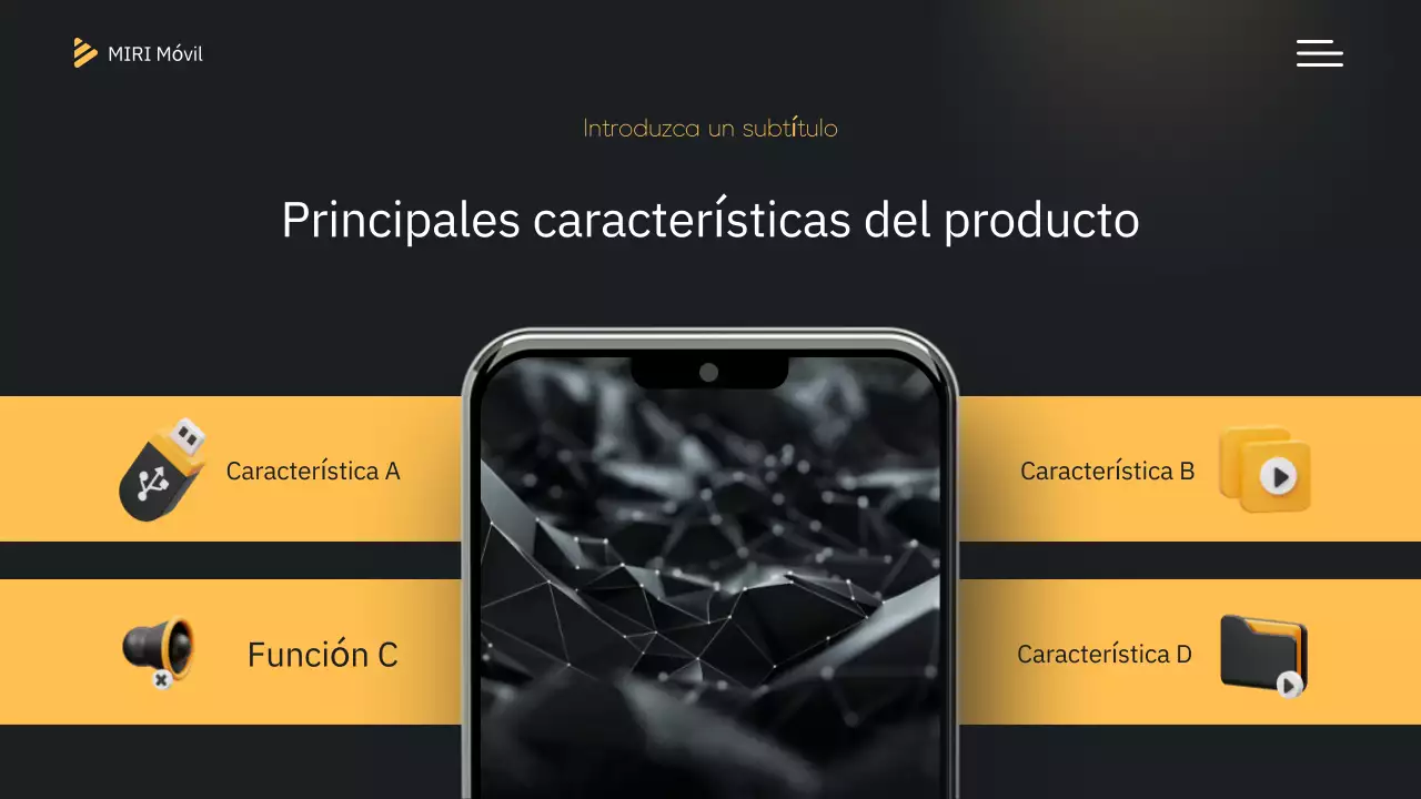 Presentación del móvil moderno amarillo