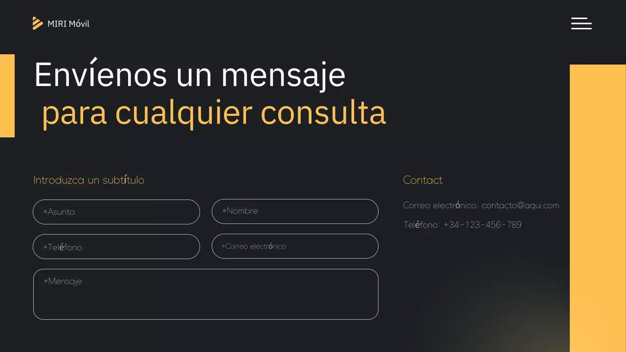 Presentación del móvil moderno amarillo