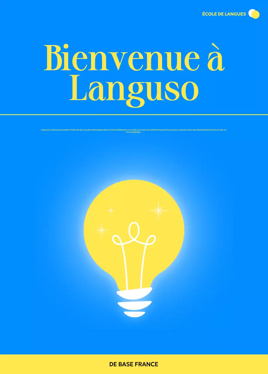 Promouvoir une école de langues étrangères modernes à l'aide d'illustrations d'ampoules électriques