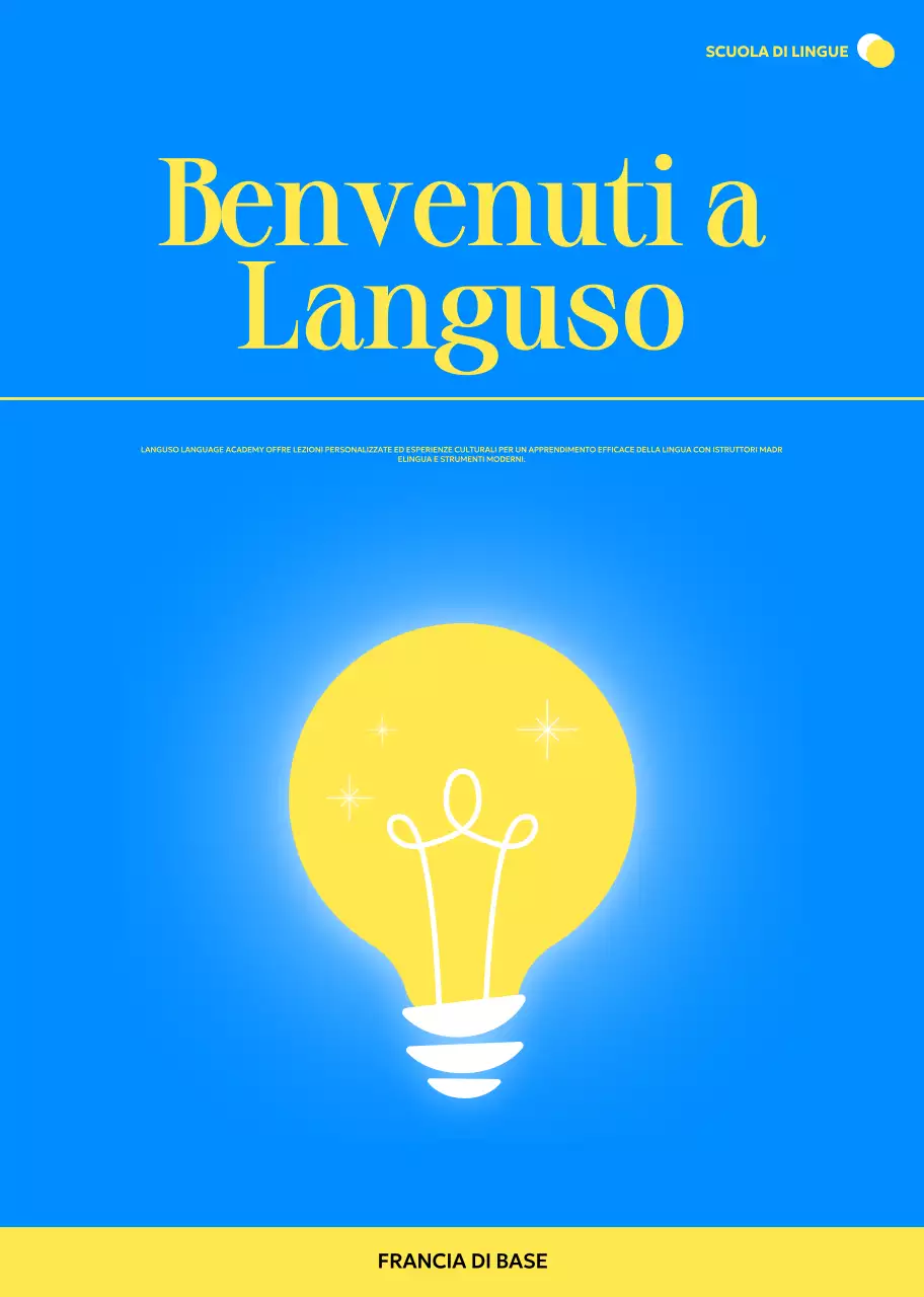 Promuovere una scuola di lingue straniere moderne con illustrazioni di lampadine
