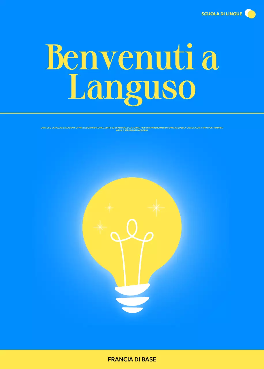 Promuovere una scuola di lingue straniere moderne con illustrazioni di lampadine