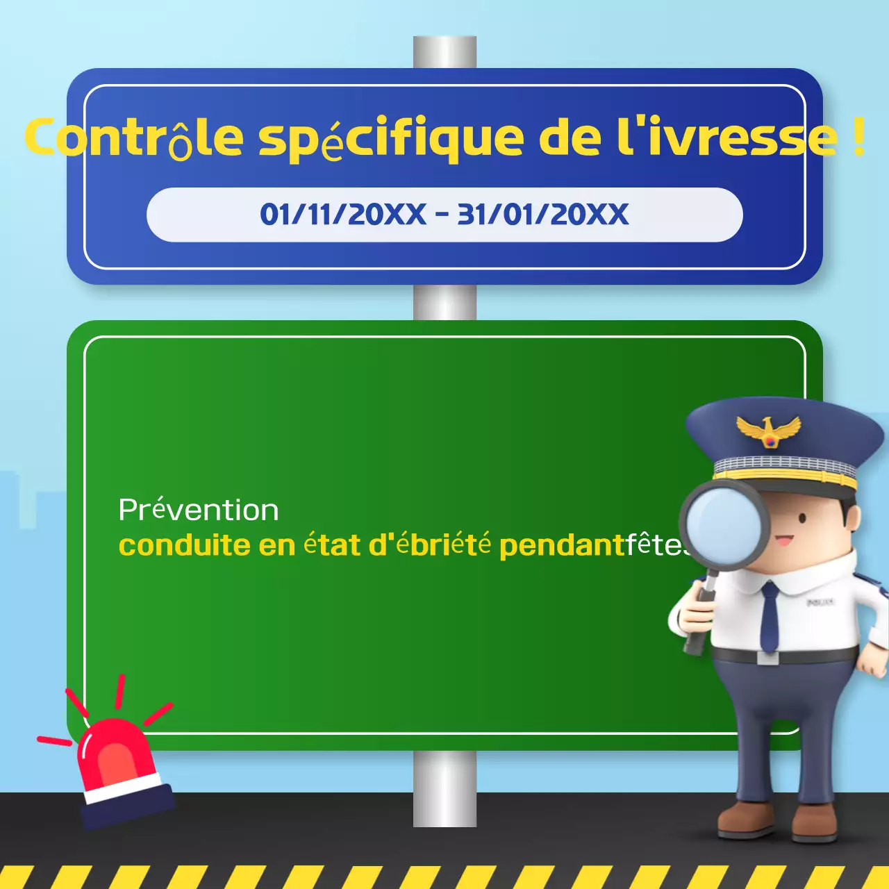 Campagne de sécurité bleu ciel simple