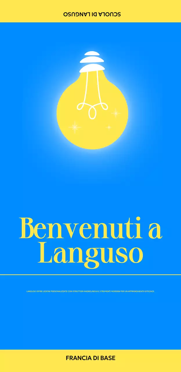 Promuovere una scuola di lingue straniere moderne con illustrazioni di lampadine