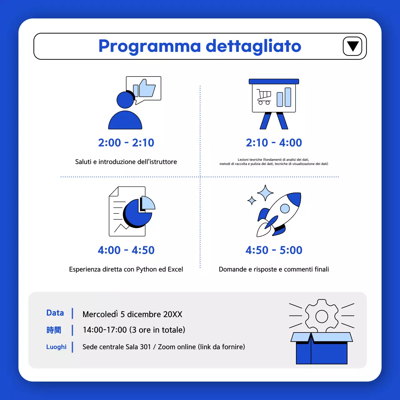 Annuncio blu sull'istruzione moderna