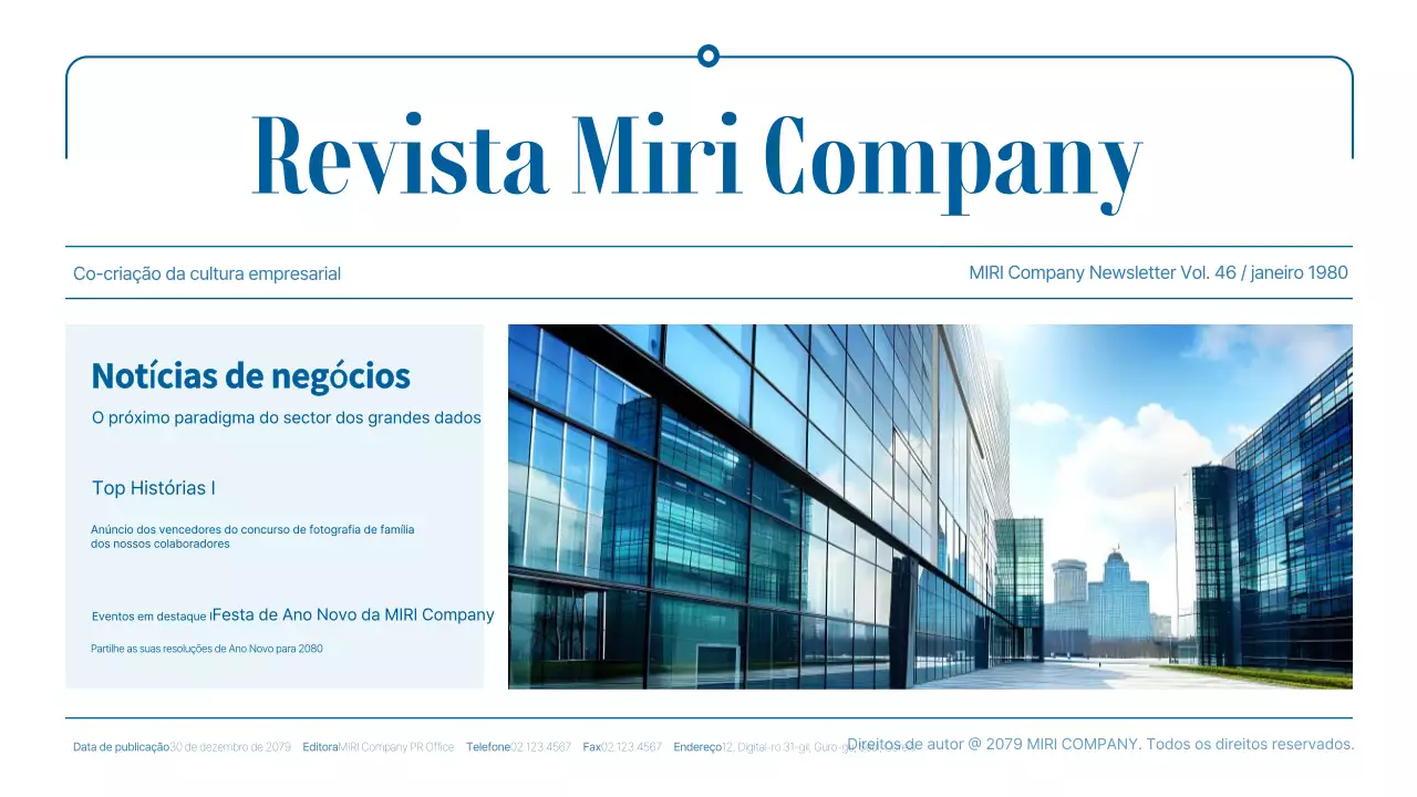 Promover a atualidade empresarial azul e moderna