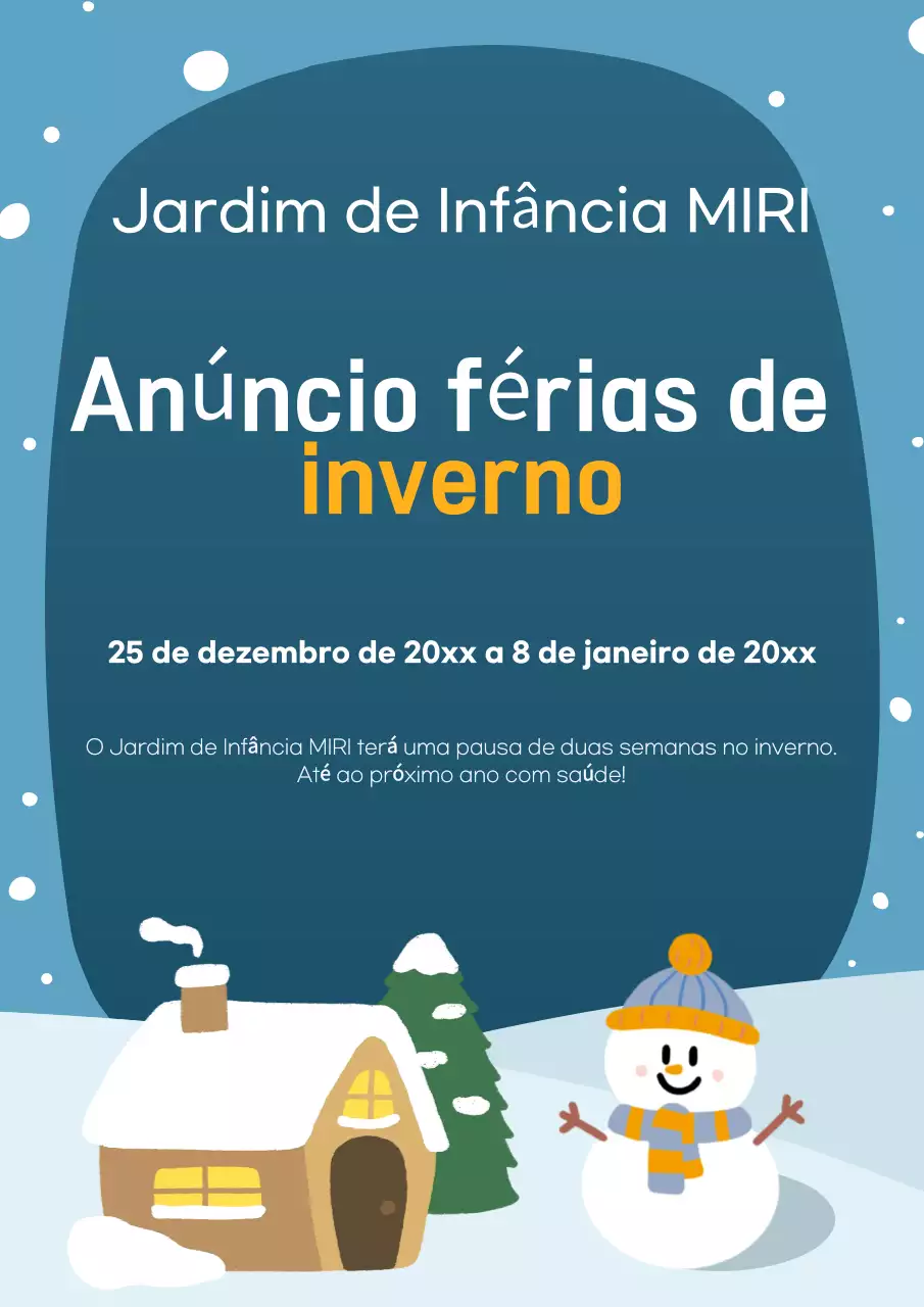 Guia simples azul claro para as férias de inverno