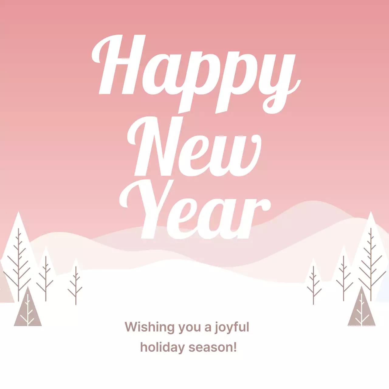 Posting Media Sosial Kartu Tahun Baru Minimal Pink