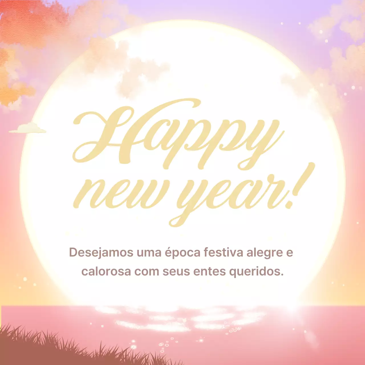 Mauve Simple New Year's Greetings (Saudações de Ano Novo Simples)