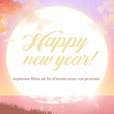 Voeux de Nouvel An simples et mauves