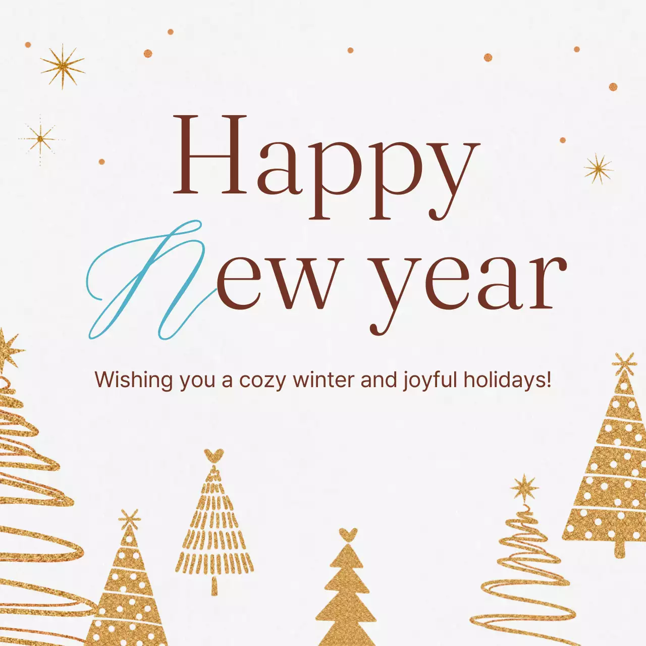 Kartu Tahun Baru Elegan Emas Posting Media Sosial