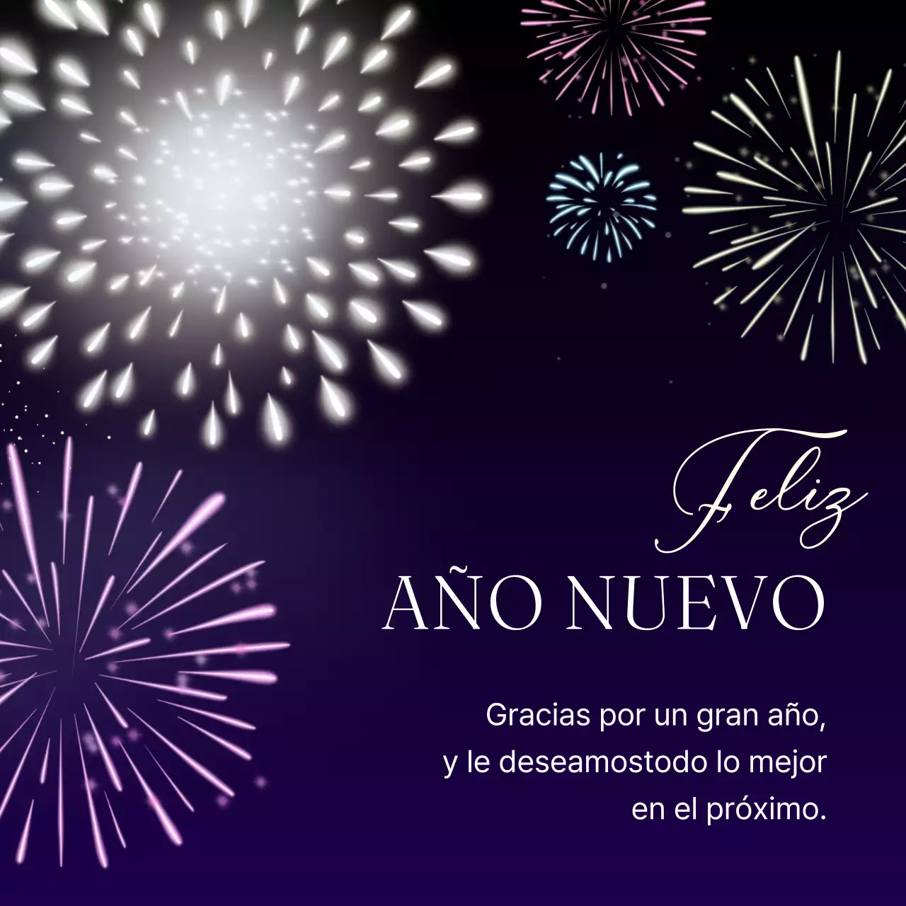 Felicitaciones de Año Nuevo chic en azul marino