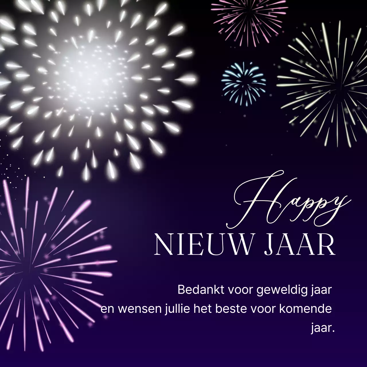 Marineblauwe chique nieuwjaarswensen