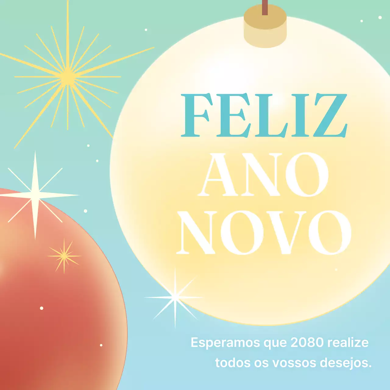 Saudações de Ano Novo modernas com menta