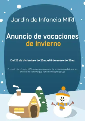 Guía sencilla de vacaciones de invierno en azul claro