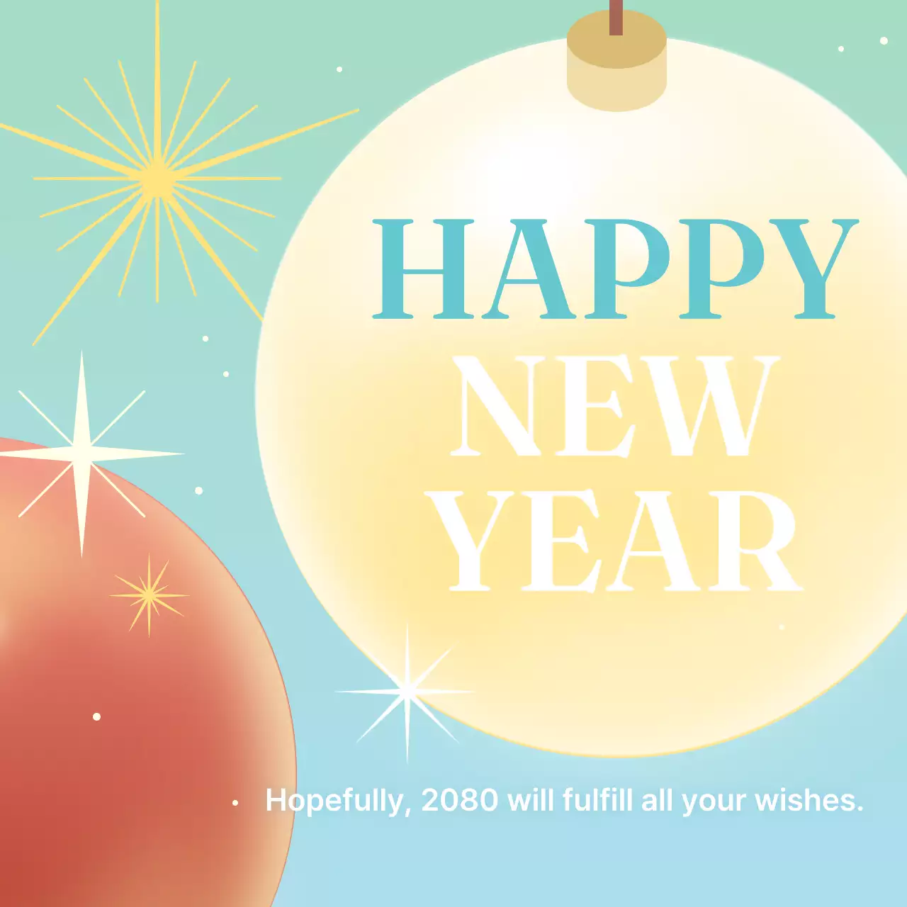 Postagem de mídia social de cartão de ano novo vintage amarelo