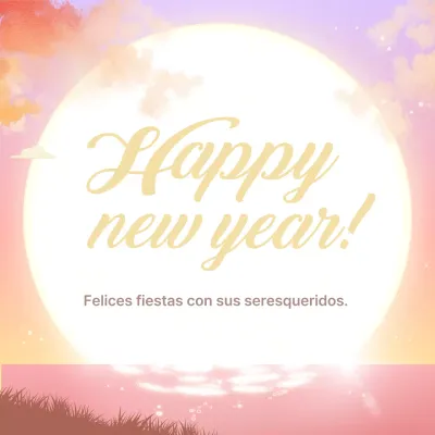 Felicitación de Año Nuevo Malva Simple