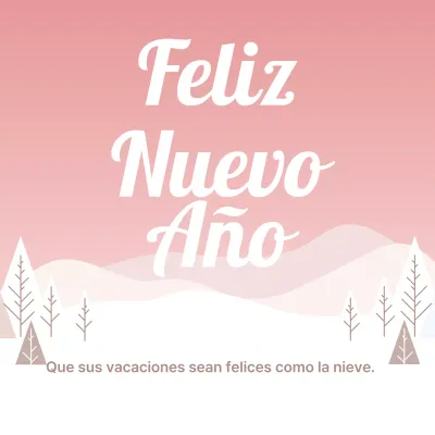 Felicitación de Año Nuevo rosa sencilla