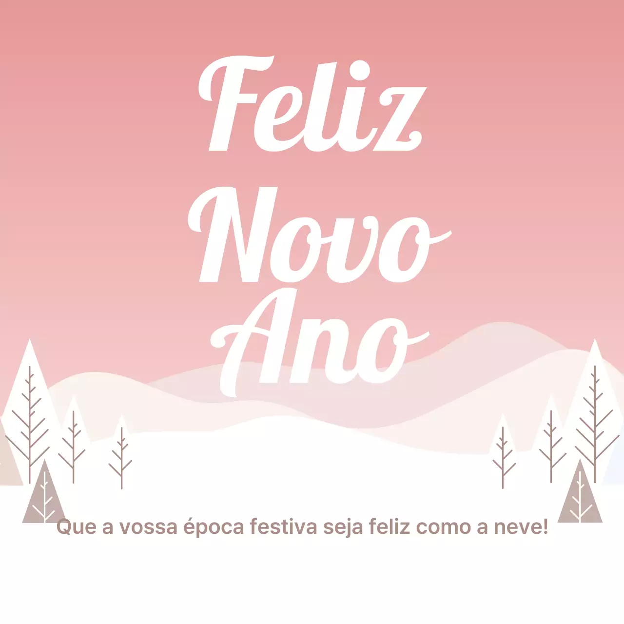 Saudações de Ano Novo simples cor-de-rosa