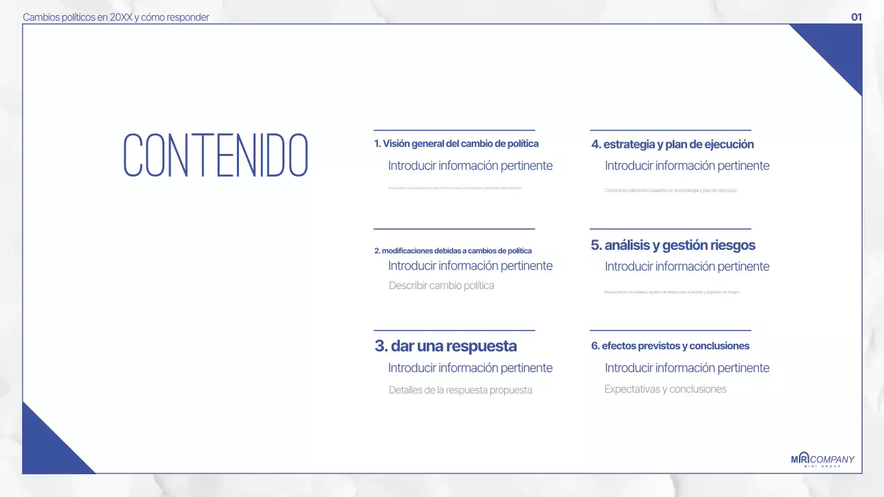 Documentación sobre la política Blue Modern