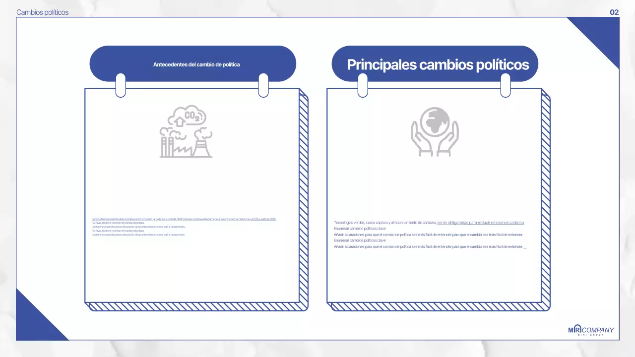 Documentación sobre la política Blue Modern