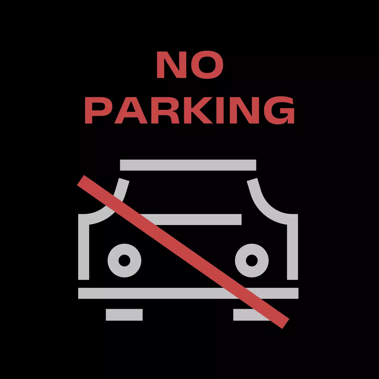 빨강 모던 주차금지 안내