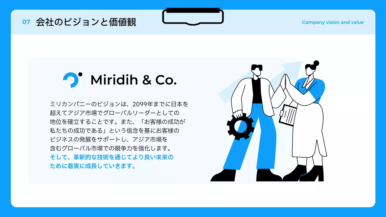 青 シンプル 会社紹介 プレゼンテーション