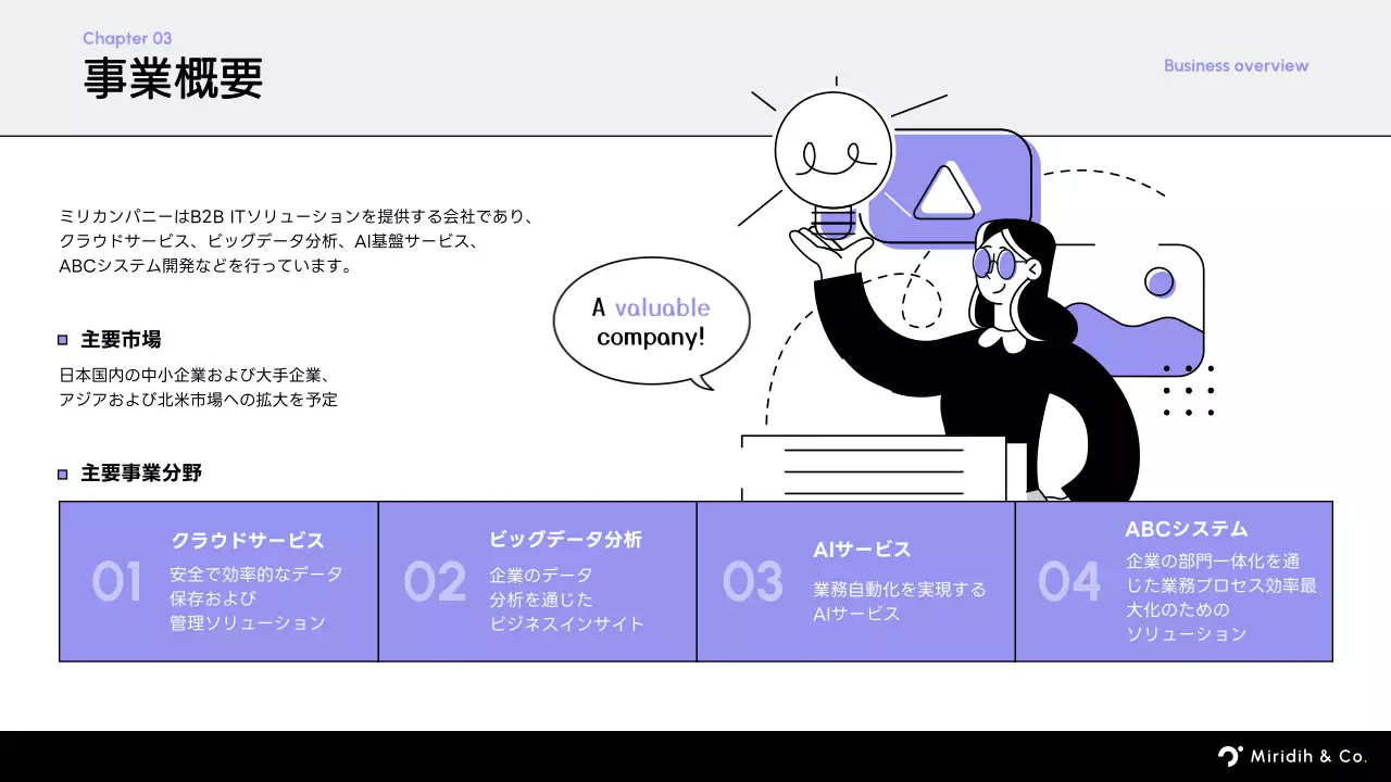 紫 モダン 会社紹介 プレゼンテーション