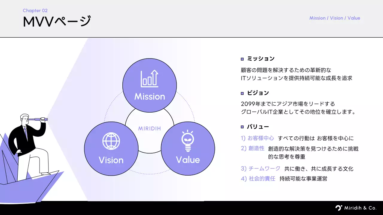 紫 モダン 会社紹介 プレゼンテーション