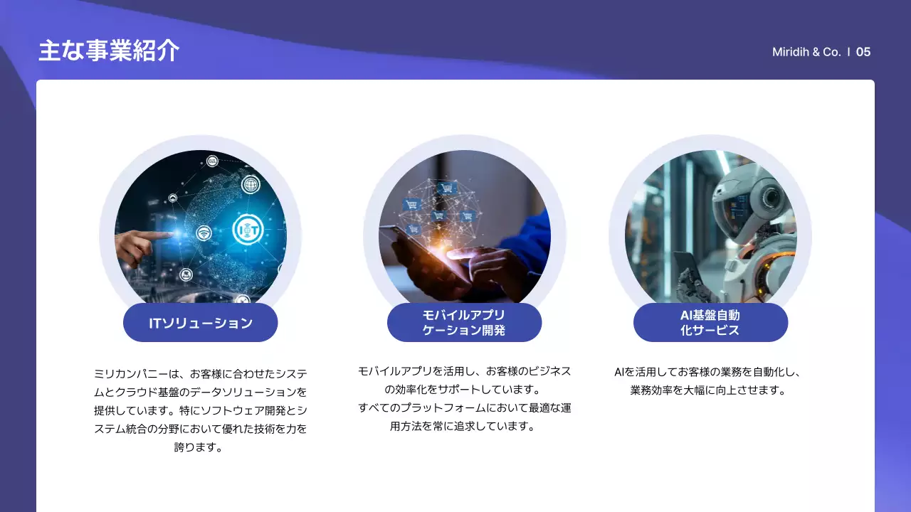 青 モダン 会社紹介 プレゼンテーション