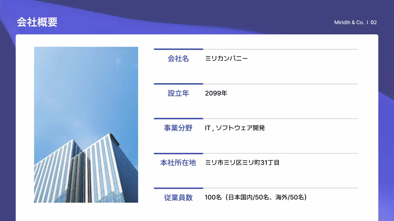 青 モダン 会社紹介 プレゼンテーション