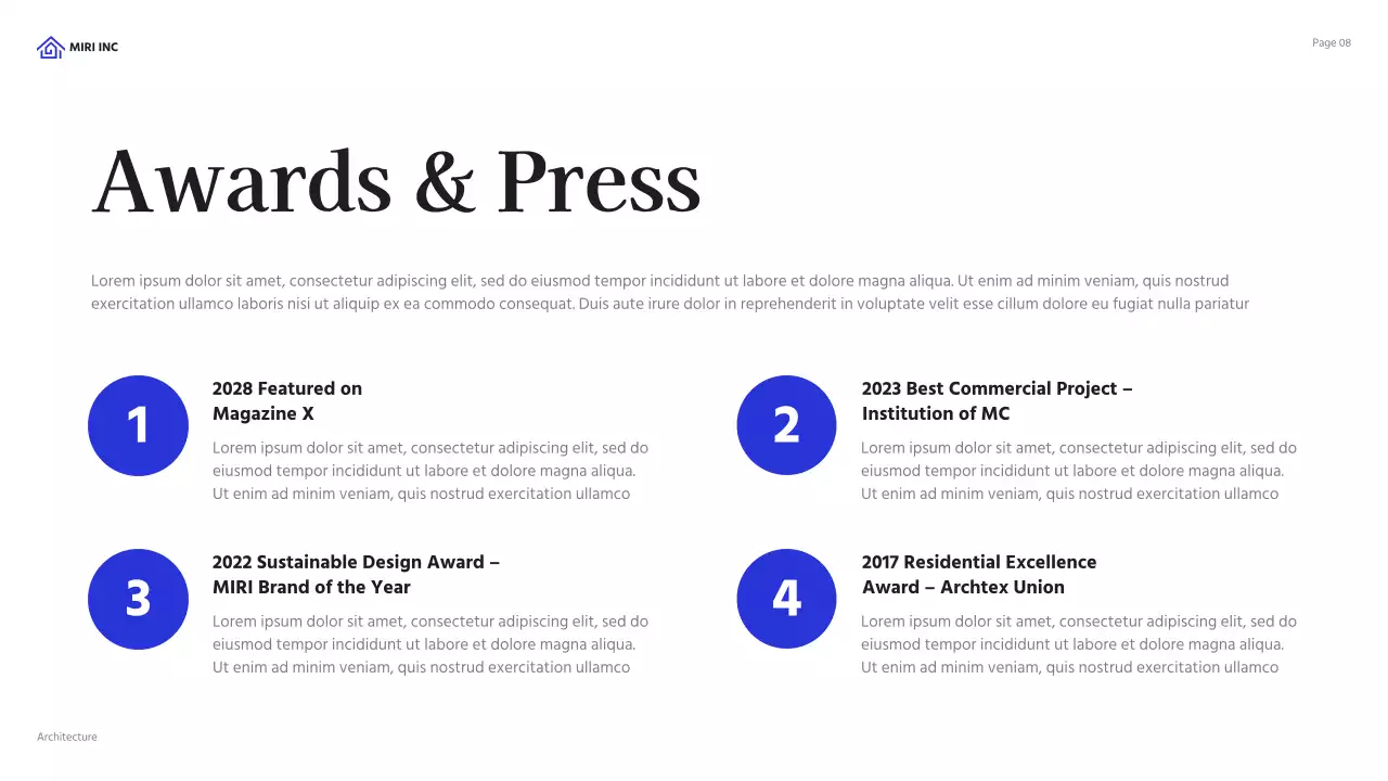 Blue Modern Architecture Portfolio Presentation