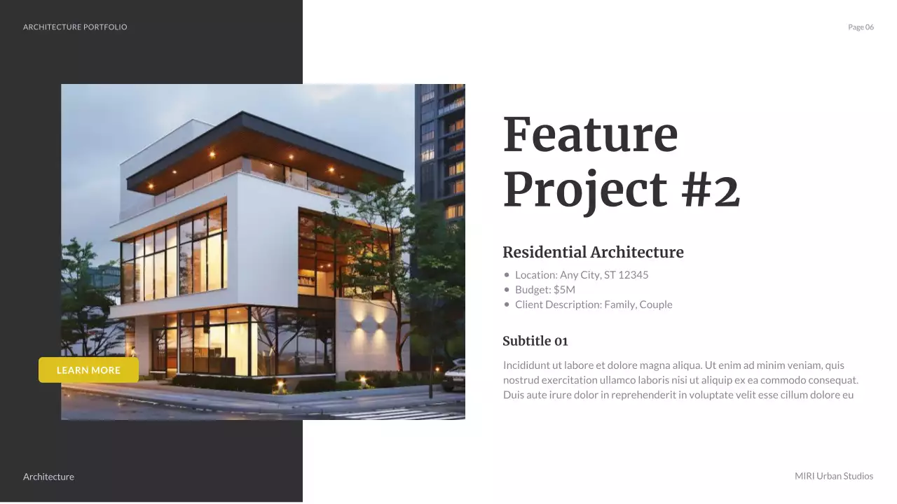 Black Modern Architecture Portfolio Presentation