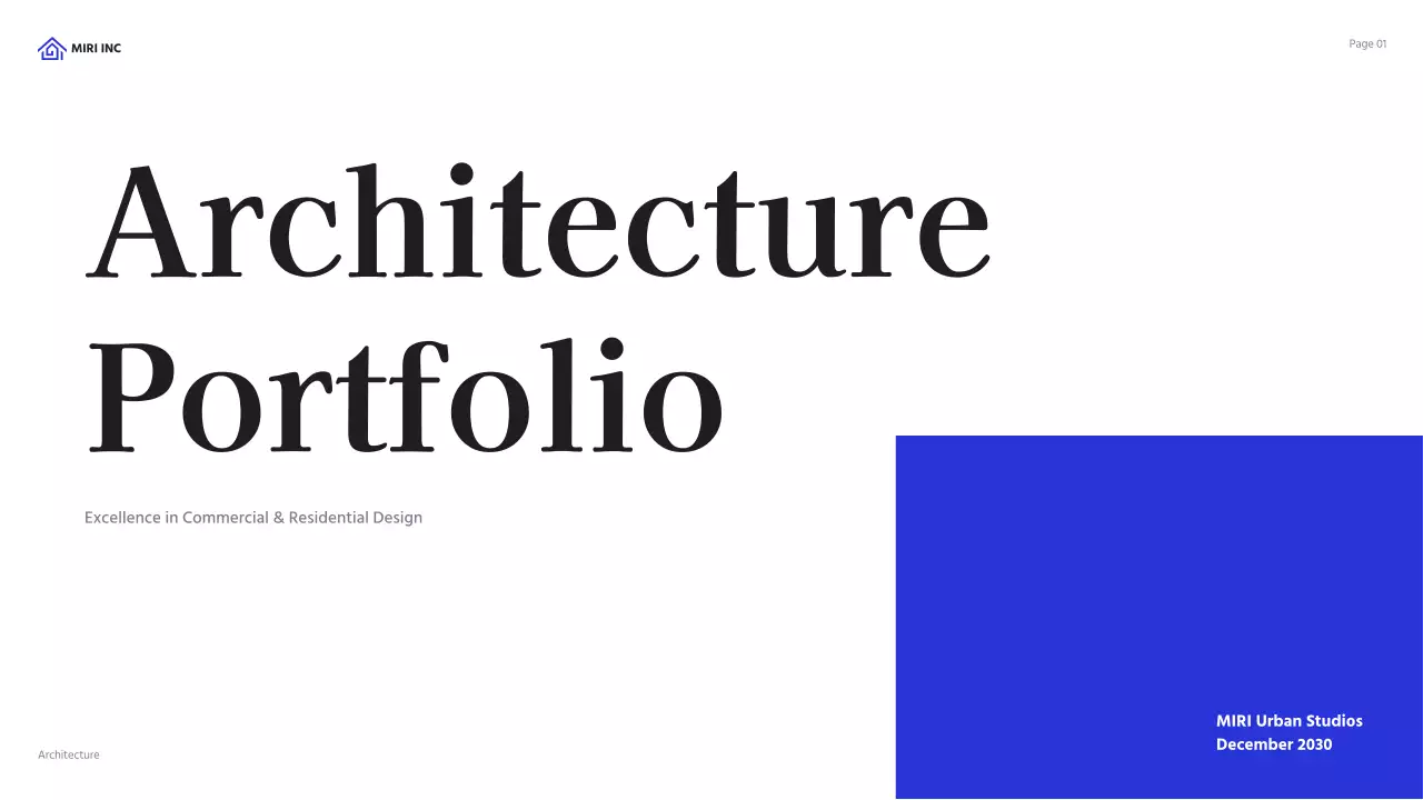 Blue Modern Architecture Portfolio Presentation