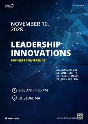 Blue Modern Business Conference Announcement Poster