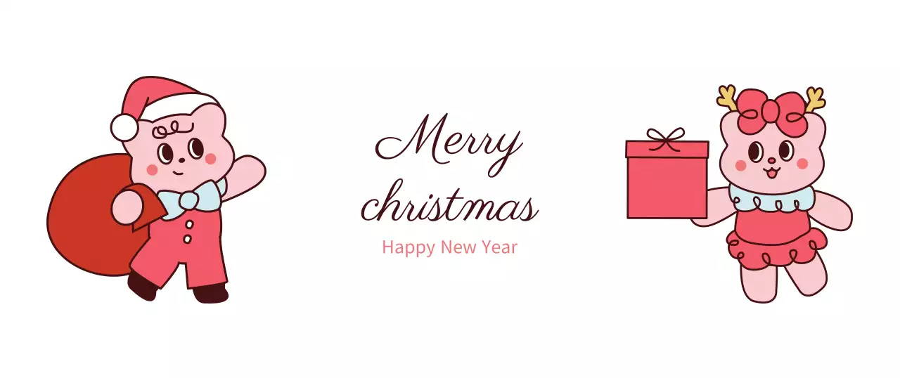 핑크 아기자기한 크리스마스 카드