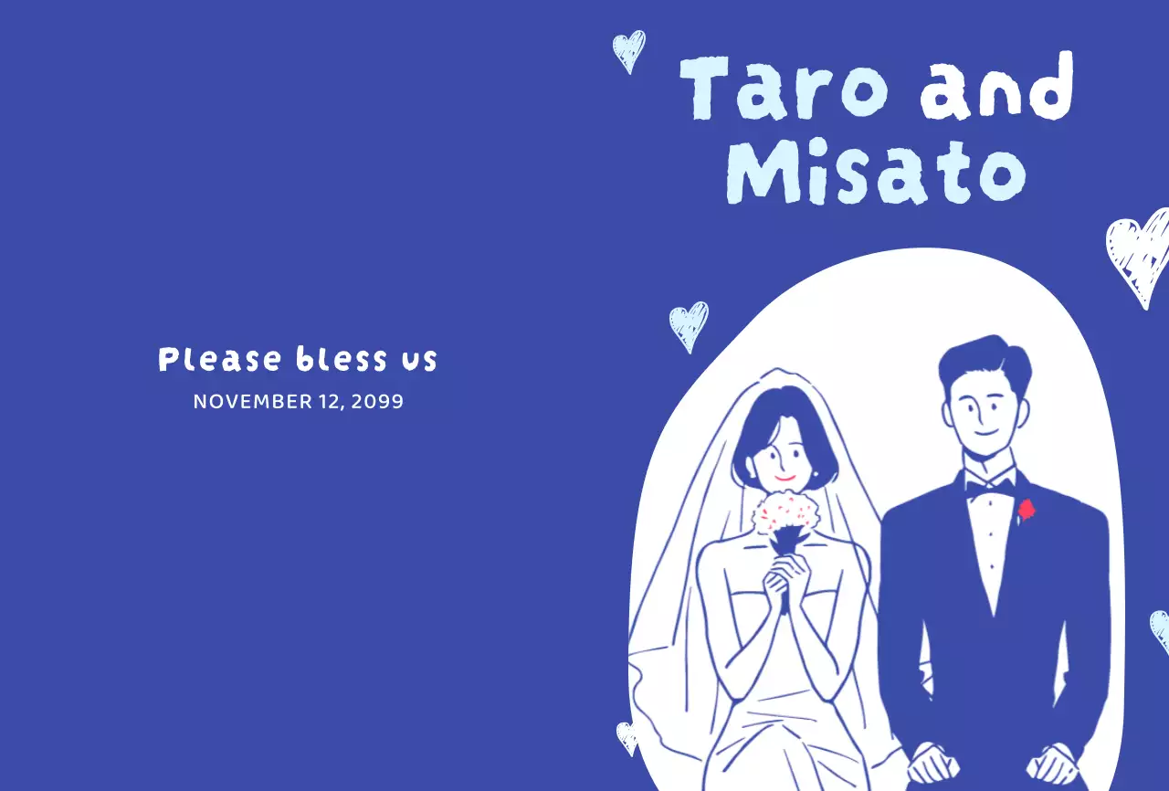 青 シンプル 結婚式 招待状