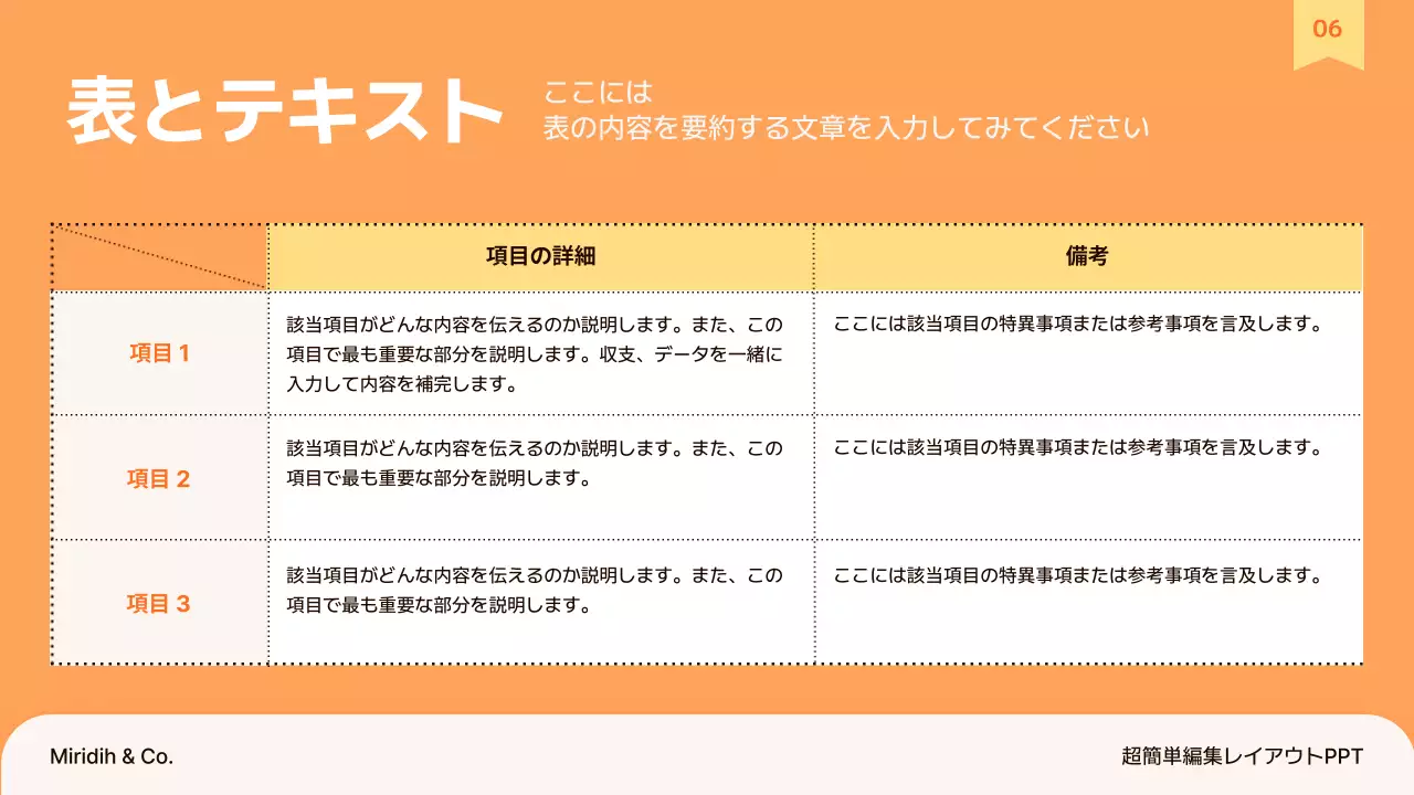 オレンジ シンプル 計画書 プレゼンテーション