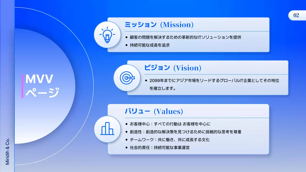 青 モダン 会社紹介 プレゼンテーション